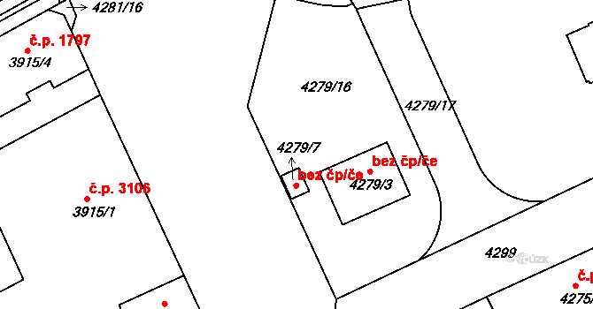 Teplice 48497312 na parcele st. 4279/7 v KÚ Teplice, Katastrální mapa