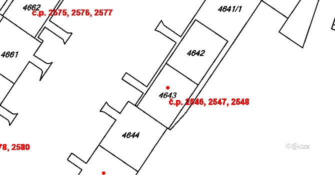 Most 2546,2547,2548 na parcele st. 4641/1 v KÚ Most II, Katastrální mapa