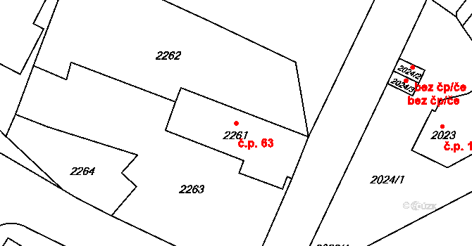 Pražské Předměstí 63, Vysoké Mýto na parcele st. 2261 v KÚ Vysoké Mýto, Katastrální mapa