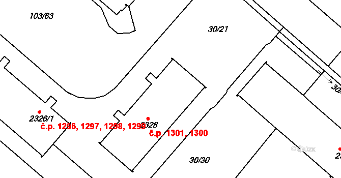 Neratovice 1300,1301 na parcele st. 2328 v KÚ Neratovice, Katastrální mapa
