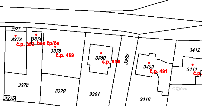 Řevnice 914 na parcele st. 3380 v KÚ Řevnice, Katastrální mapa