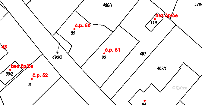 Ždánov 51 na parcele st. 60 v KÚ Ždánov, Katastrální mapa