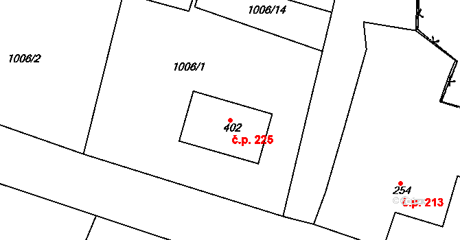 Kašperské Hory 225 na parcele st. 402 v KÚ Kašperské Hory, Katastrální mapa