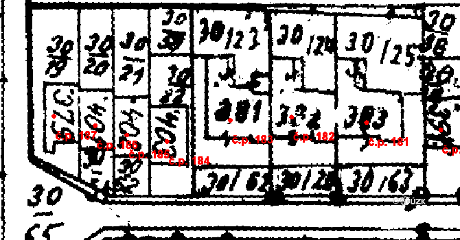 Velichovky 183 na parcele st. 381 v KÚ Velichovky, Katastrální mapa