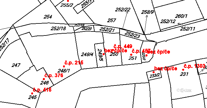 Hulín 80295312 na parcele st. 249/5 v KÚ Hulín, Katastrální mapa