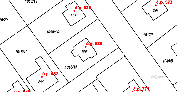 Mořkov 586 na parcele st. 558 v KÚ Mořkov, Katastrální mapa