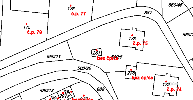 Kladruby 84224312 na parcele st. 261 v KÚ Kladruby u Teplic, Katastrální mapa