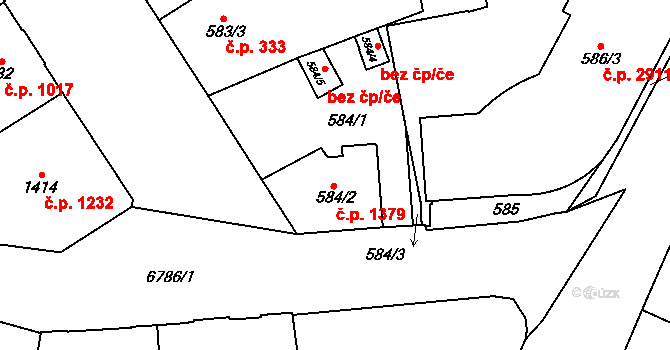 Žatec 1379 na parcele st. 584/2 v KÚ Žatec, Katastrální mapa