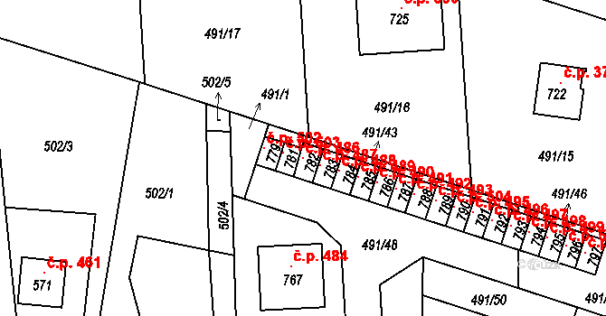 Maršov 486, Krupka na parcele st. 782 v KÚ Maršov u Krupky, Katastrální mapa