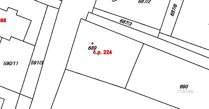 Šanov 224 na parcele st. 689 v KÚ Šanov nad Jevišovkou, Katastrální mapa