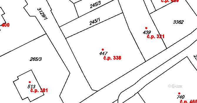 Bečov nad Teplou 338 na parcele st. 447 v KÚ Bečov nad Teplou, Katastrální mapa