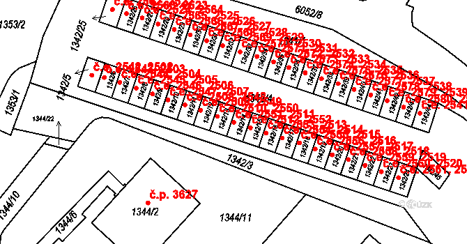 Jihlava 2511,2551 na parcele st. 1342/14 v KÚ Jihlava, Katastrální mapa