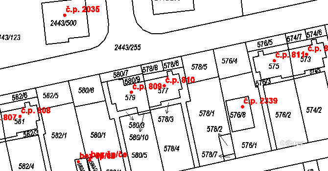 Roztoky 810 na parcele st. 577 v KÚ Roztoky u Prahy, Katastrální mapa