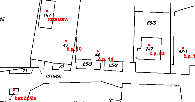 Ždírec 11 na parcele st. 44 v KÚ Ždírec na Moravě, Katastrální mapa
