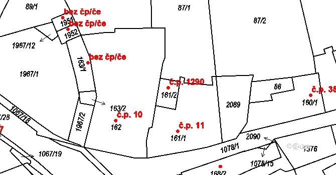 Brandýs nad Labem 1290, Brandýs nad Labem-Stará Boleslav na parcele st. 161/2 v KÚ Brandýs nad Labem, Katastrální mapa