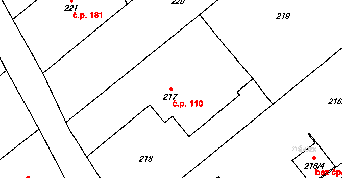 Dolní Marklovice 110, Petrovice u Karviné na parcele st. 217 v KÚ Dolní Marklovice, Katastrální mapa