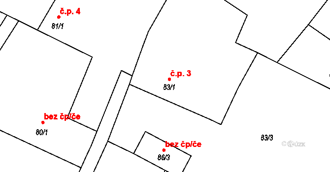 Lipník 3 na parcele st. 83/1 v KÚ Lipník u Hrotovic, Katastrální mapa