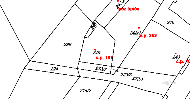 Děčín XXXII-Boletice nad Labem 197, Děčín na parcele st. 240 v KÚ Boletice nad Labem, Katastrální mapa
