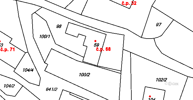 Pazucha 68, Litomyšl na parcele st. 59 v KÚ Pazucha, Katastrální mapa
