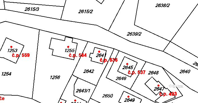 Železný Brod 536 na parcele st. 2641 v KÚ Železný Brod, Katastrální mapa