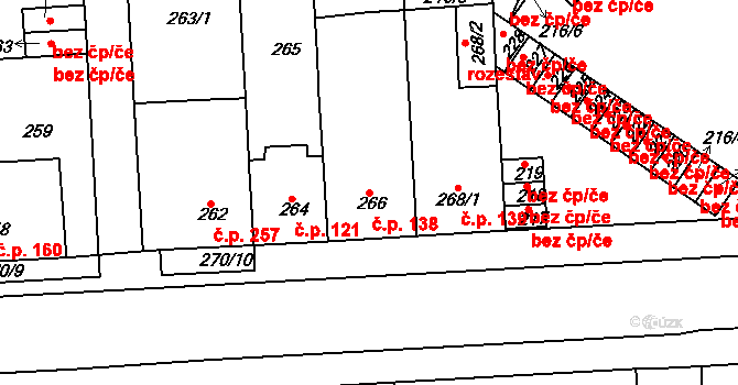 Řetenice 138, Teplice na parcele st. 266 v KÚ Teplice-Řetenice, Katastrální mapa