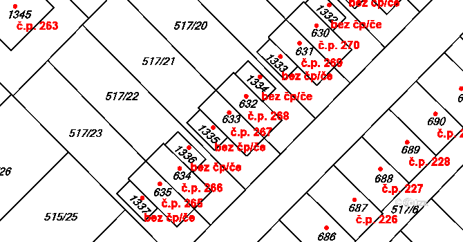 Čejetičky 267, Mladá Boleslav na parcele st. 633 v KÚ Čejetice u Mladé Boleslavi, Katastrální mapa