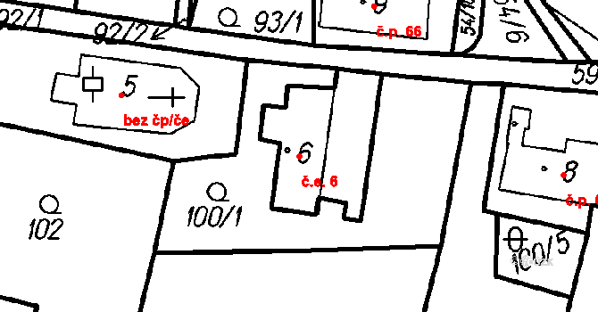 Dlažov 6 na parcele st. 6 v KÚ Dlažov, Katastrální mapa