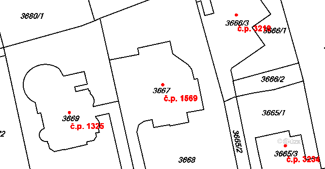 Smíchov 1569, Praha na parcele st. 3667 v KÚ Smíchov, Katastrální mapa