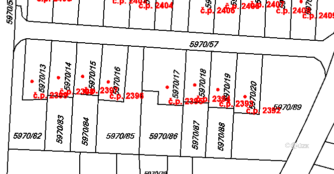Česká Lípa 2395 na parcele st. 5970/17 v KÚ Česká Lípa, Katastrální mapa