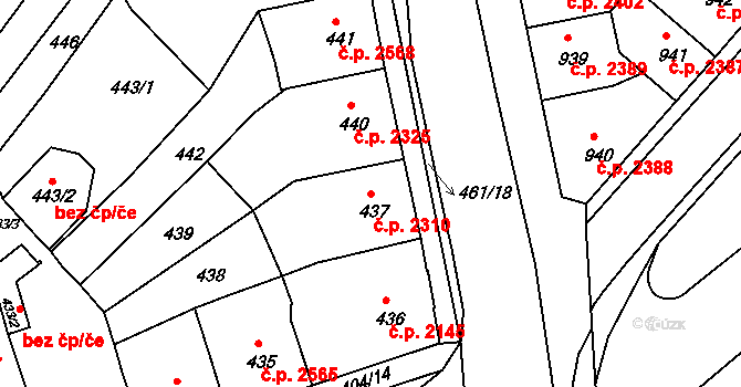 Chomutov 2310 na parcele st. 437 v KÚ Chomutov II, Katastrální mapa