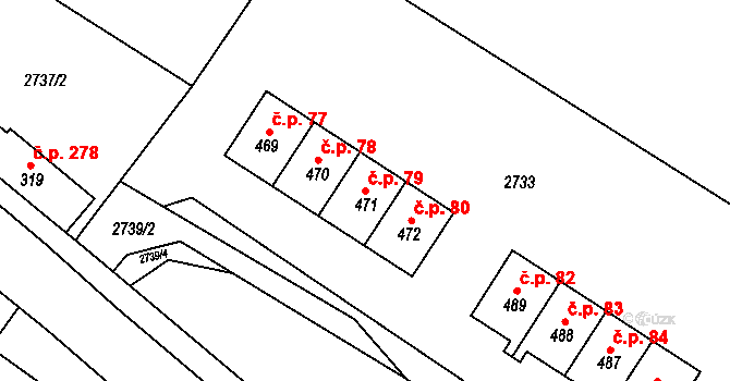 Chotěvice 79 na parcele st. 471 v KÚ Chotěvice, Katastrální mapa