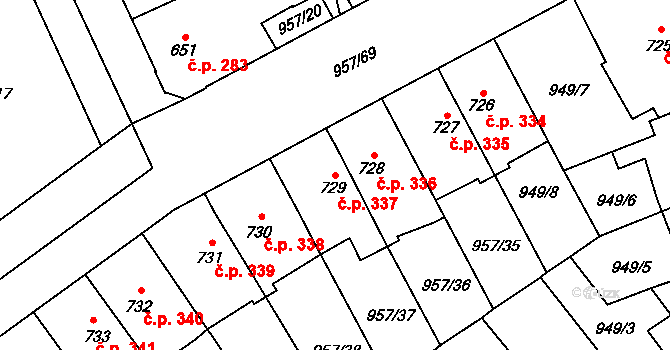 Kukleny 337, Hradec Králové na parcele st. 729 v KÚ Kukleny, Katastrální mapa