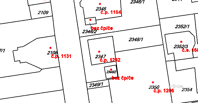 Rumburk 1 1292, Rumburk na parcele st. 2347 v KÚ Rumburk, Katastrální mapa