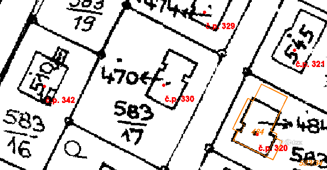 Horní Ředice 330 na parcele st. 470 v KÚ Horní Ředice, Katastrální mapa