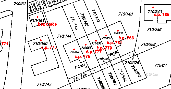 Poříčí 777, Boršov nad Vltavou na parcele st. 710/255 v KÚ Boršov nad Vltavou, Katastrální mapa