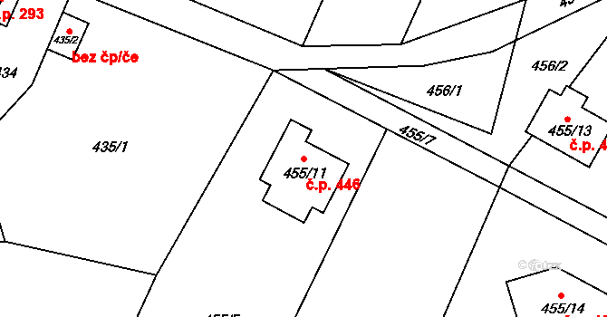 Děčín XXXII-Boletice nad Labem 446, Děčín na parcele st. 455/11 v KÚ Boletice nad Labem, Katastrální mapa