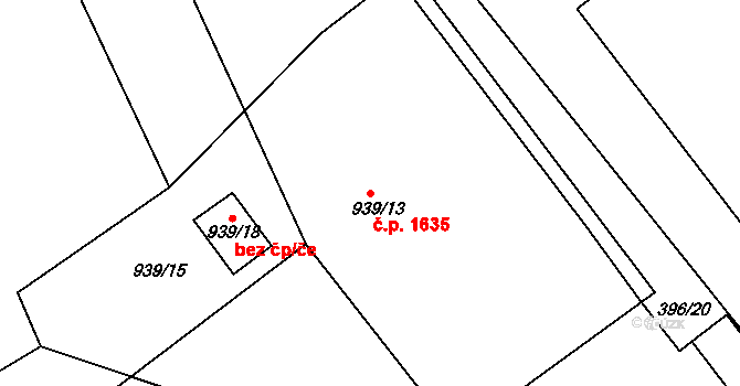 Humpolec 1635 na parcele st. 939/13 v KÚ Humpolec, Katastrální mapa