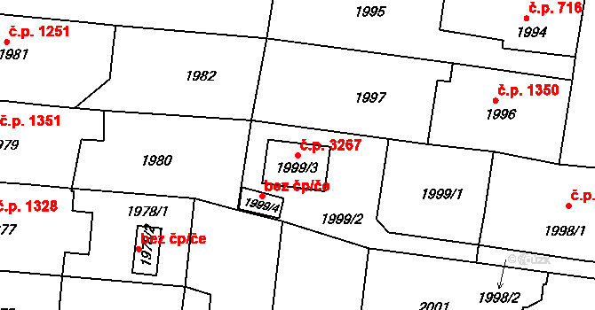 Česká Lípa 3267 na parcele st. 1999/3 v KÚ Česká Lípa, Katastrální mapa