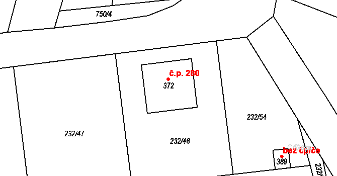 Kublov 280 na parcele st. 372 v KÚ Kublov, Katastrální mapa