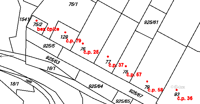 Čechtín 37 na parcele st. 77 v KÚ Čechtín, Katastrální mapa