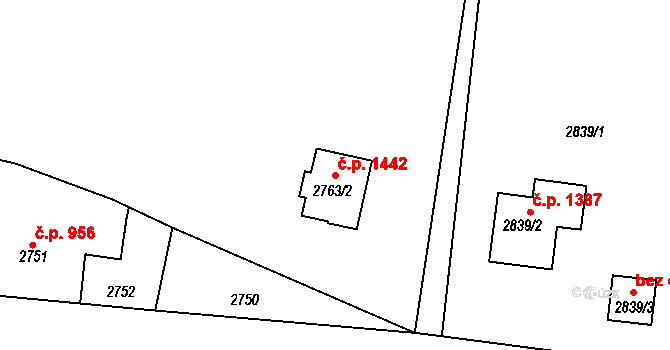 Smržovka 1442 na parcele st. 2763/2 v KÚ Smržovka, Katastrální mapa