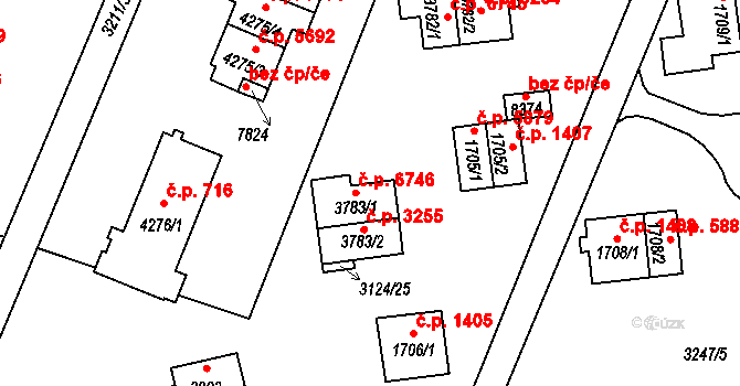 Zlín 6746 na parcele st. 3783/1 v KÚ Zlín, Katastrální mapa