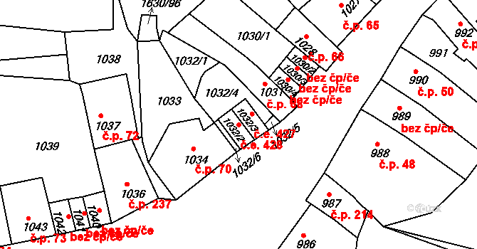 Teplické Předměstí 428, Bílina na parcele st. 1032/2 v KÚ Bílina, Katastrální mapa
