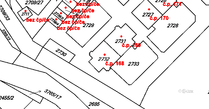 Svinov 168, Ostrava na parcele st. 2732 v KÚ Svinov, Katastrální mapa