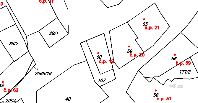Olší nad Oslavou 19, Velké Meziříčí na parcele st. 60 v KÚ Olší nad Oslavou, Katastrální mapa