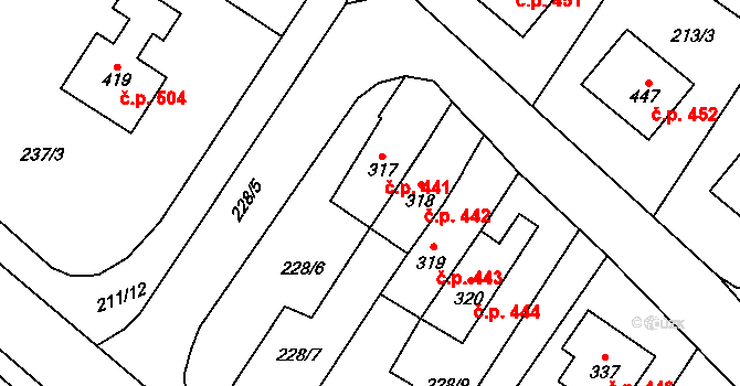 Český Herálec 441, Herálec na parcele st. 317 v KÚ Český Herálec, Katastrální mapa