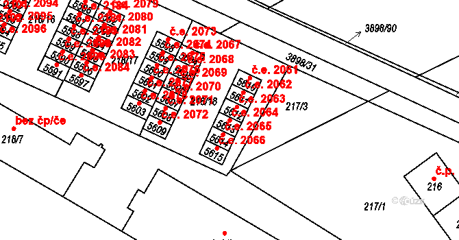 Řečkovice 2064, Brno na parcele st. 5613 v KÚ Řečkovice, Katastrální mapa