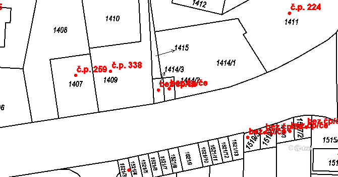 Praha 40387313 na parcele st. 1414/2 v KÚ Podolí, Katastrální mapa