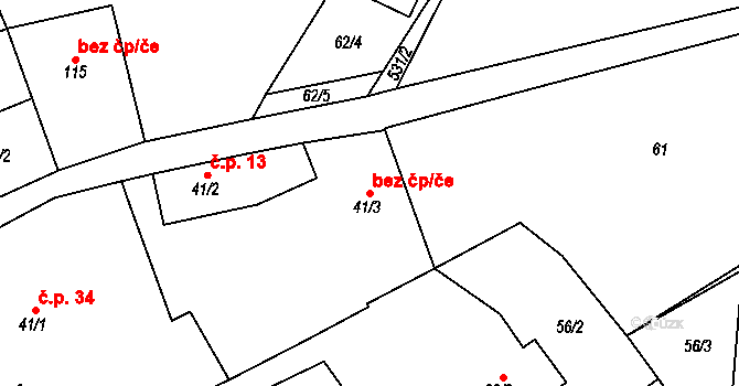 Hřebečníky 41834313 na parcele st. 41/3 v KÚ Týřovice nad Berounkou, Katastrální mapa