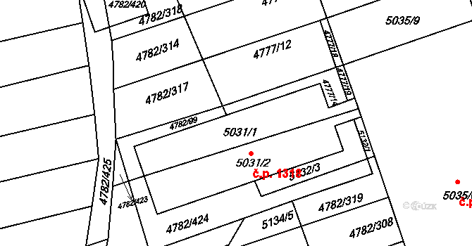 Vlčnov 1318 na parcele st. 5031/2 v KÚ Vlčnov, Katastrální mapa